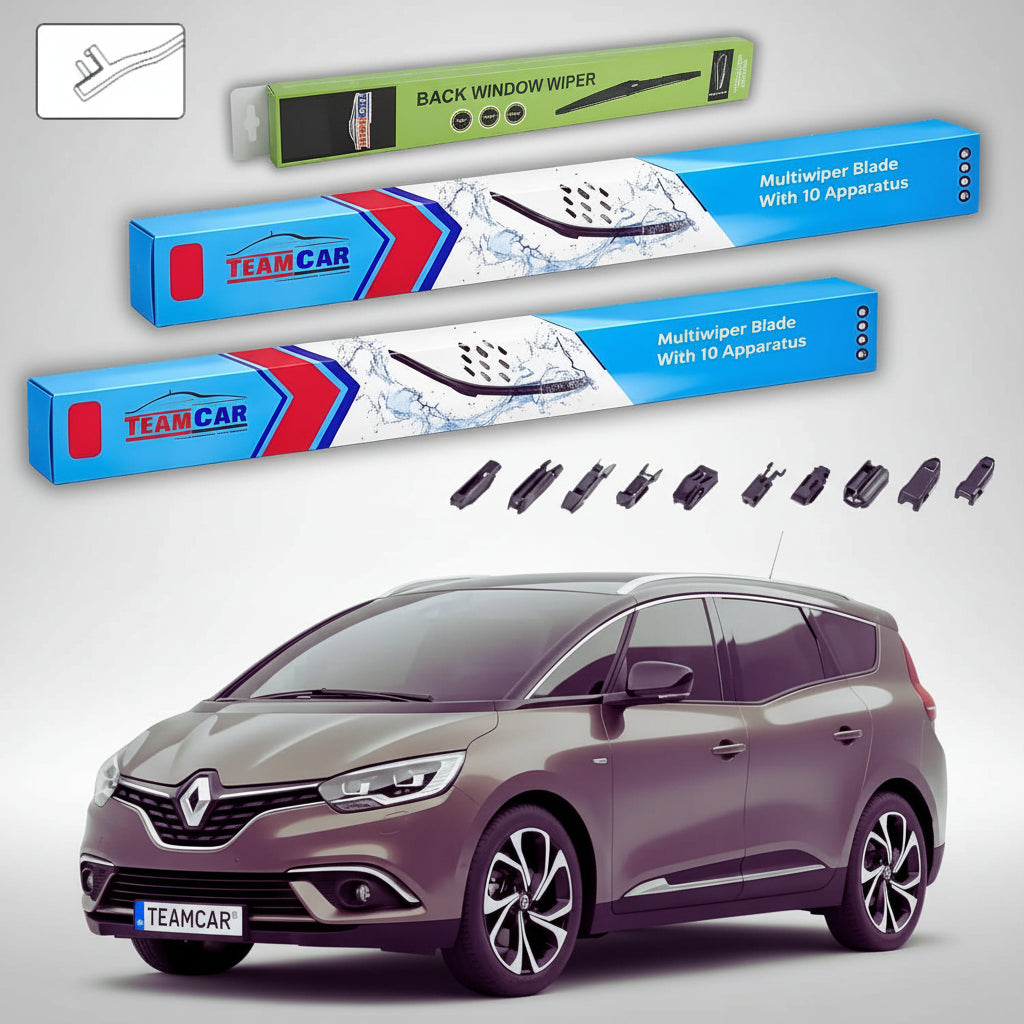 Ștergătoare Renault Grand Scenic IV 2016-2022 | Set Față și Spate Flat Premium – TeamCar®