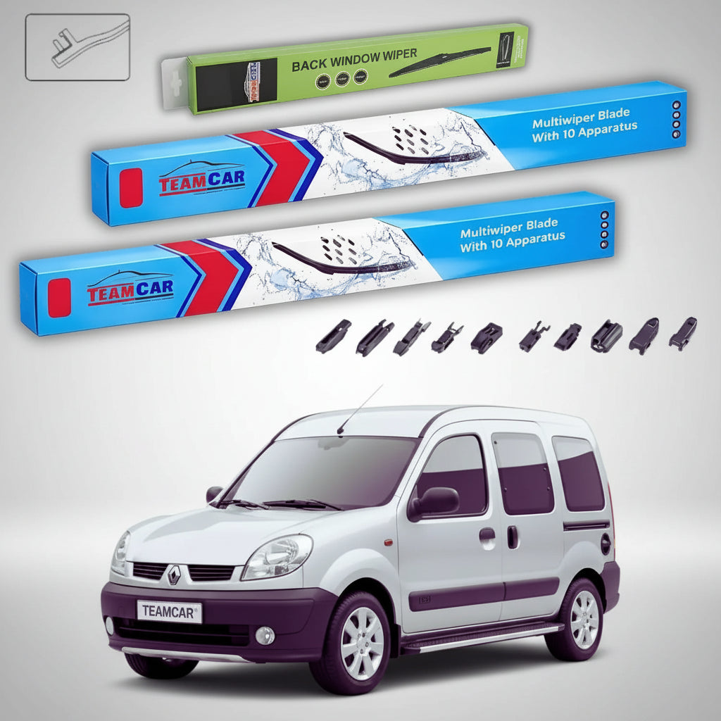Ștergătoare Renault Kangoo I Van 2Uśi 1997-2007 | Set Față și Spate Flat Premium – TeamCar®