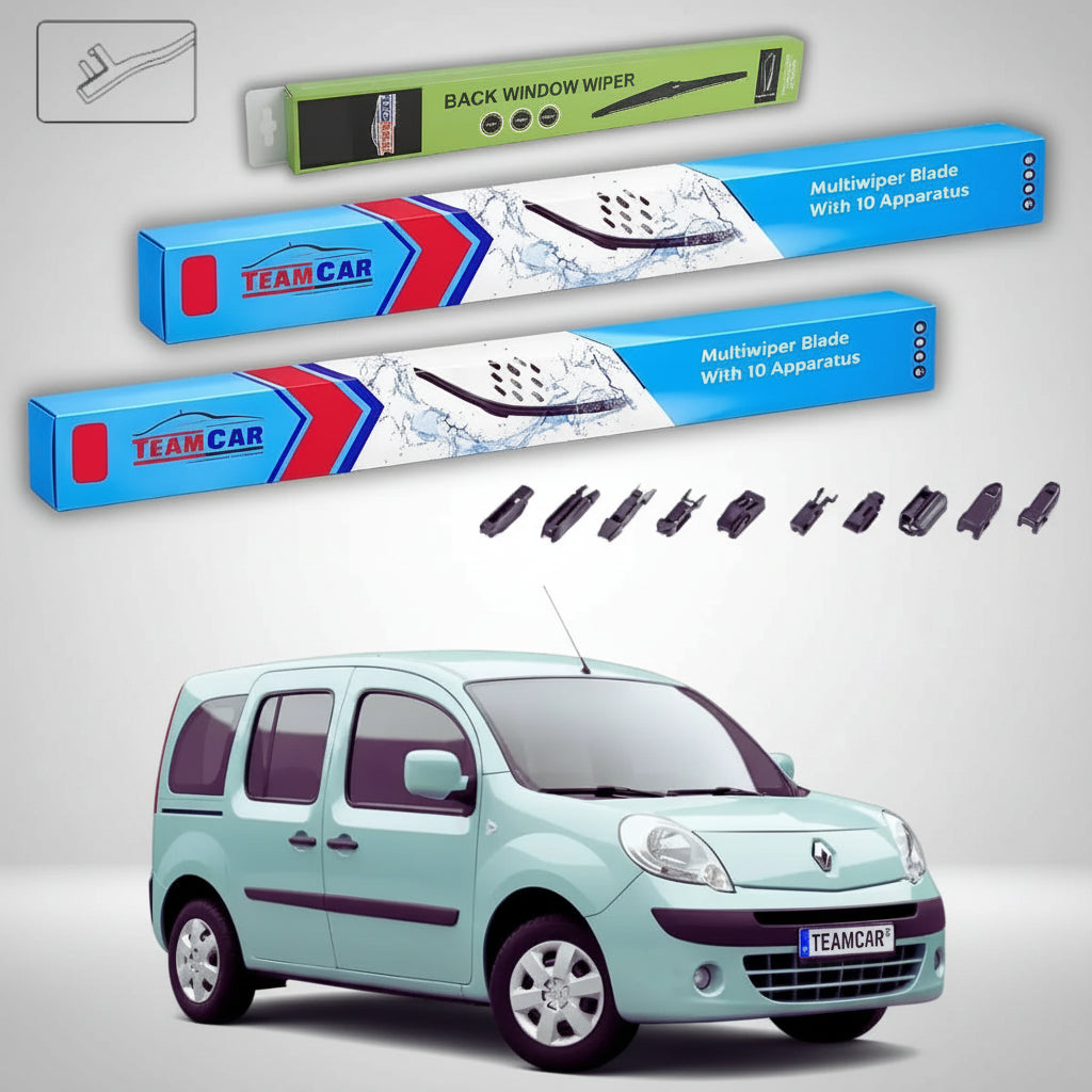 Ștergătoare Renault Kangoo II Hayon 2008-prezent | Set Față și Spate Flat Premium – TeamCar®
