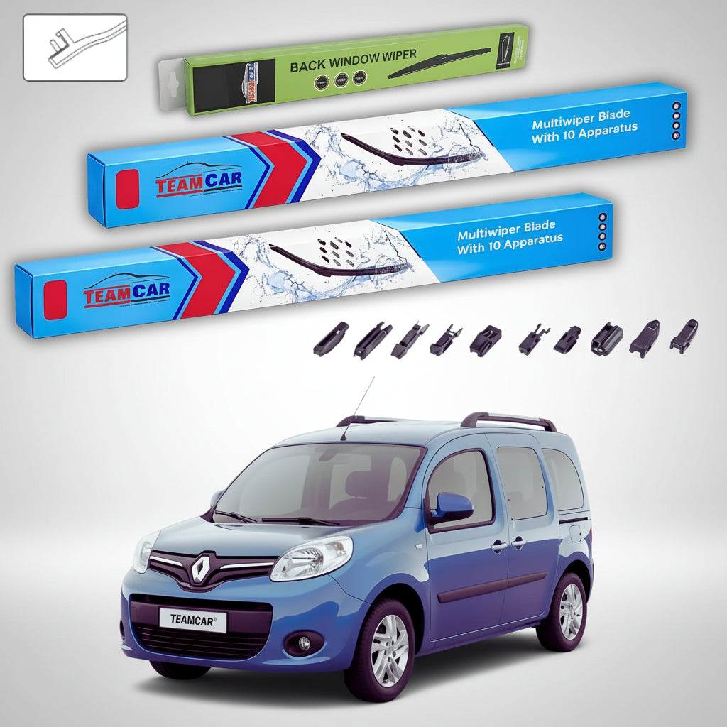 Ștergătoare Renault Kangoo II Hayon 2008-prezent | Set Față și Spate Flat Premium – TeamCar®