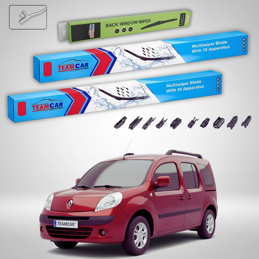 Ștergătoare Renault Kangoo II Van 2 uși 2008-prezent | Set Față și Spate Flat Premium – TeamCar®