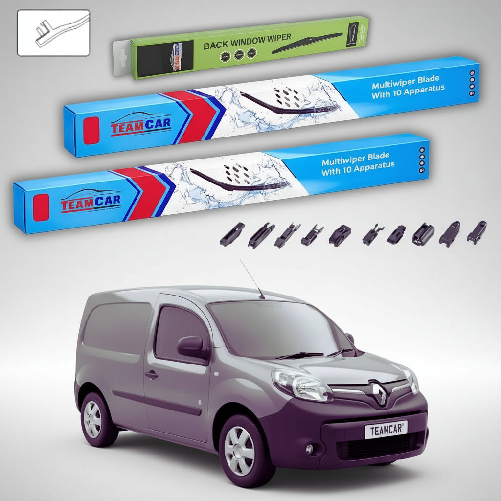 Ștergătoare Renault Kangoo II Van 2 uși 2008-prezent | Set Față și Spate Flat Premium – TeamCar®