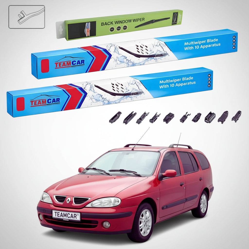 Ștergătoare Renault Megane I Grandtour Break 2001-2003 | Set Față și Spate Flat Premium – TeamCar®