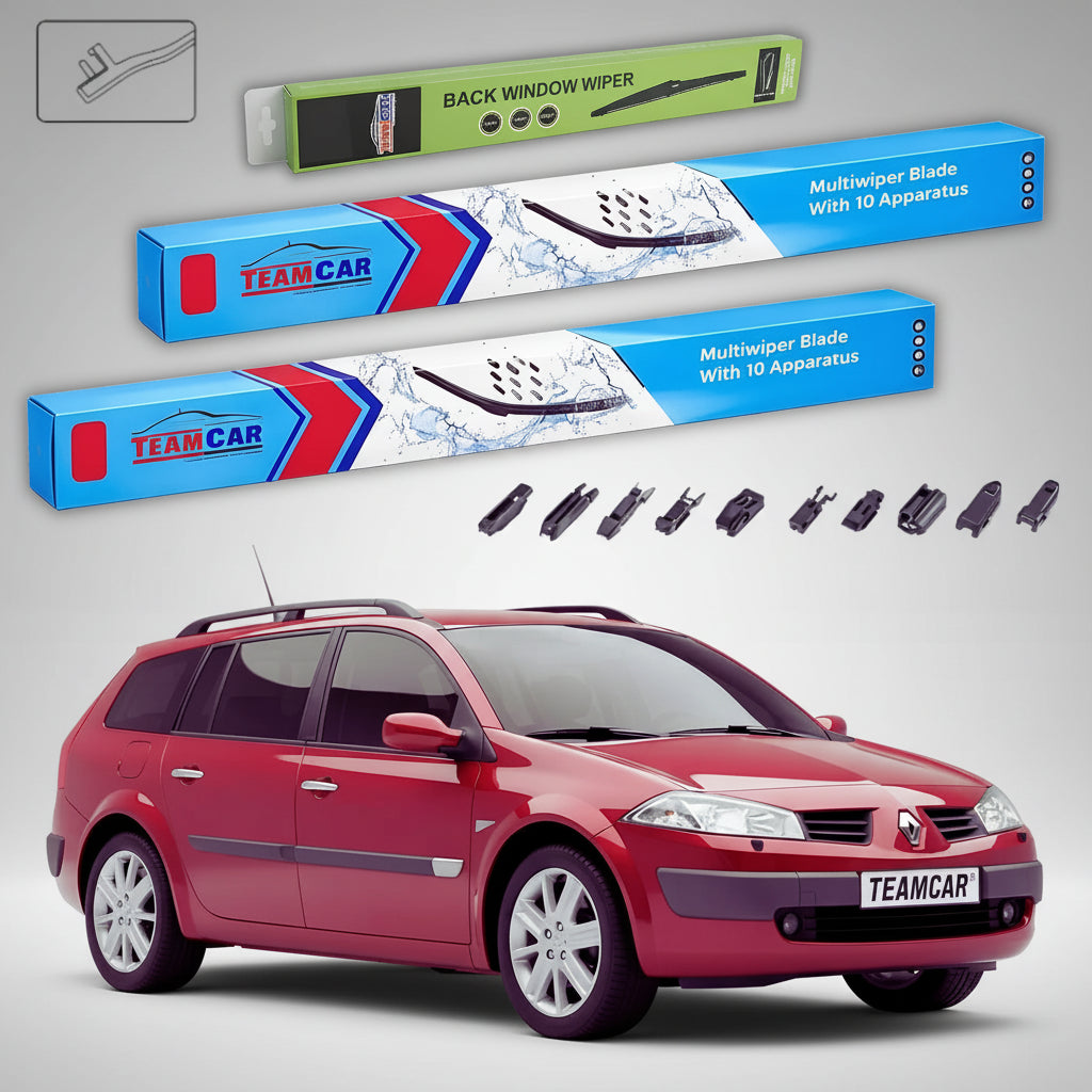 Ștergătoare Renault Megane II Grandtour Break 2002-2006 | Set Față și Spate Flat Premium – TeamCar®