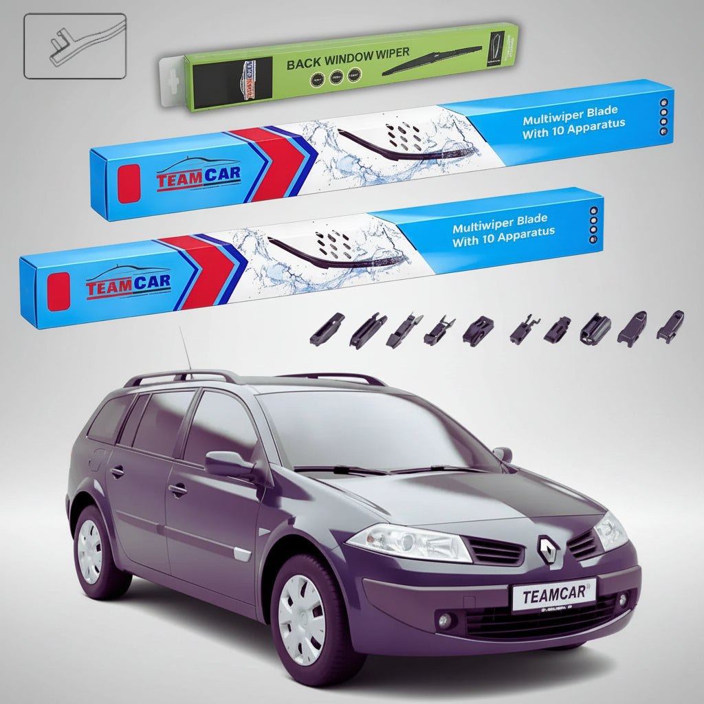 Ștergătoare Renault Megane II Grandtour Break 2006-2009 | Set Față și Spate Flat Premium – TeamCar®