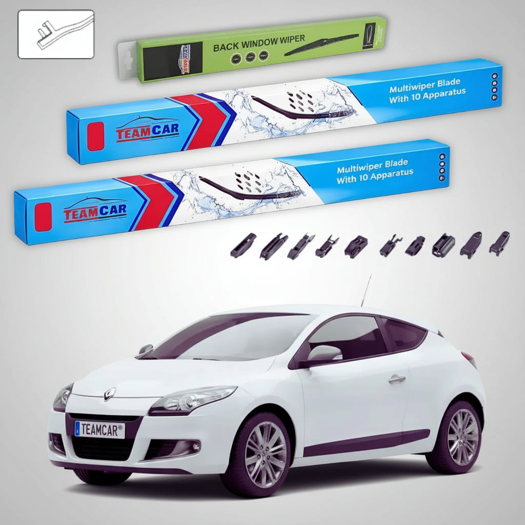 Ștergătoare Renault Megane III Coupe 2009-prezent | Set Față și Spate Flat Premium – TeamCar®