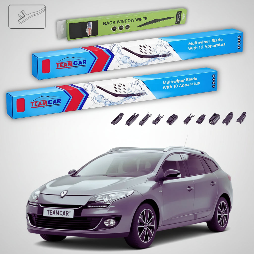Ștergătoare Renault Megane III Grandtour Break 2009-prezent | Set Față și Spate Flat Premium – TeamCar®