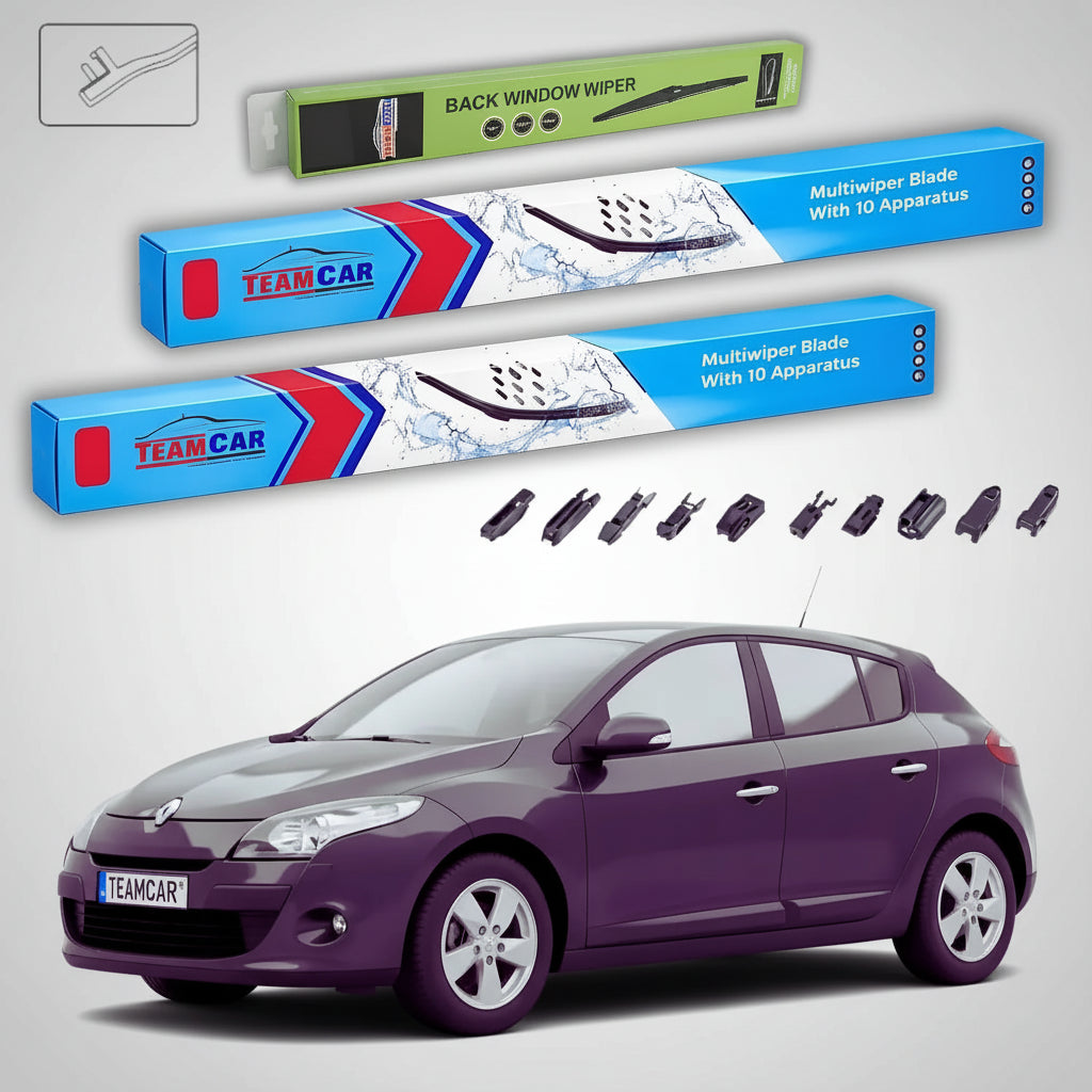 Ștergătoare Renault Megane III Hatchback 2008-prezent | Set Față și Spate Flat Premium – TeamCar®