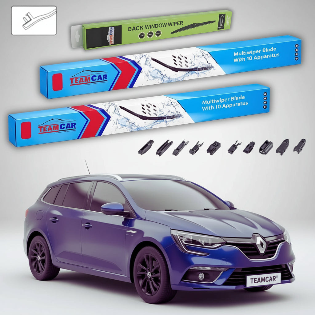 Ștergătoare Renault Megane IV Grandtour Break 2017-prezent | Set Față și Spate Flat Premium – TeamCar®