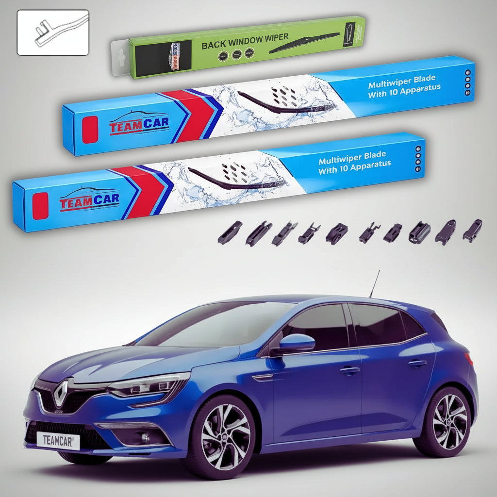 Ștergătoare Renault Megane IV Hatchback 2015-prezent | Set Față și Spate Flat Premium – TeamCar®