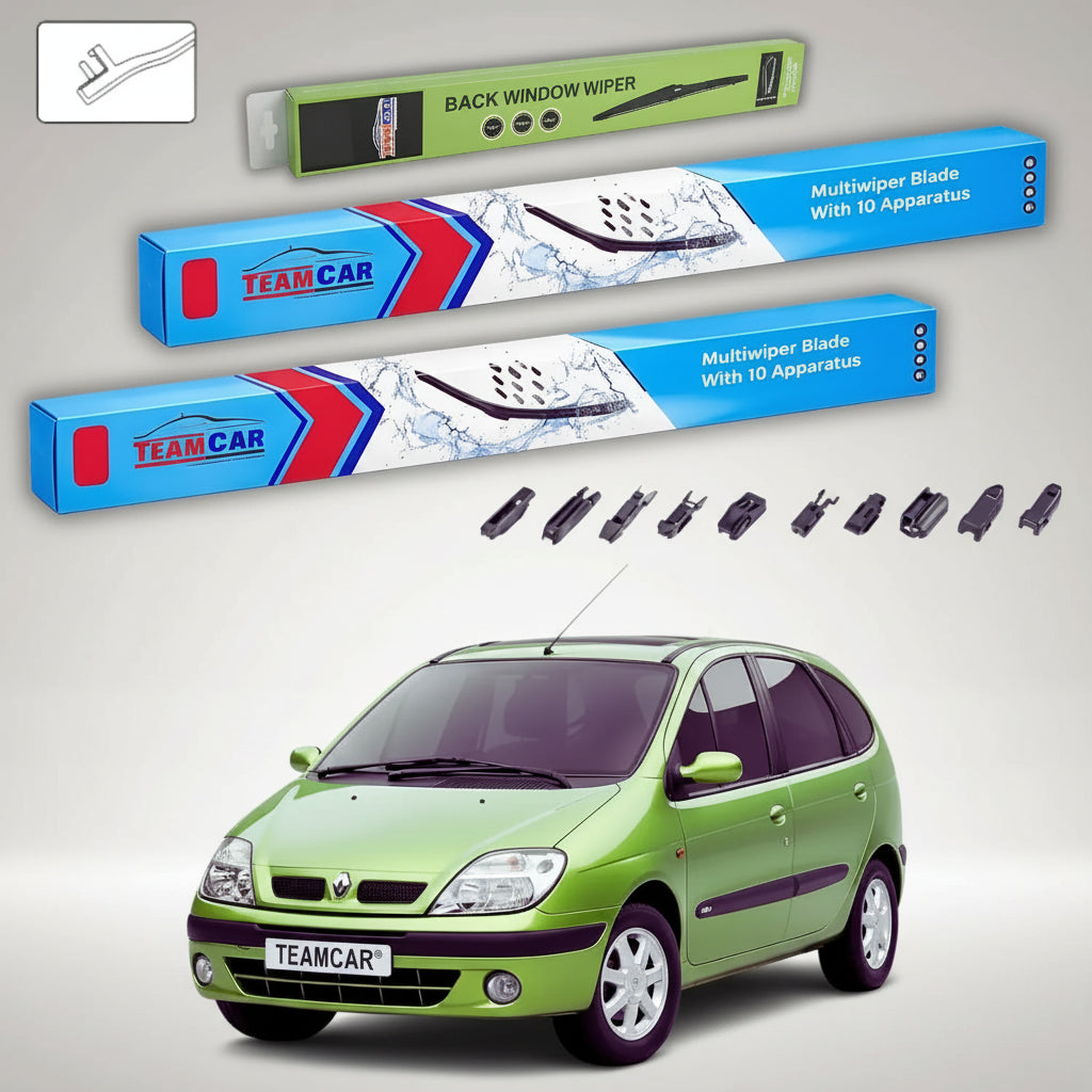 Ștergătoare Renault Scenic I Facelift 2000-2003 | Set Față și Spate Flat Premium – TeamCar®