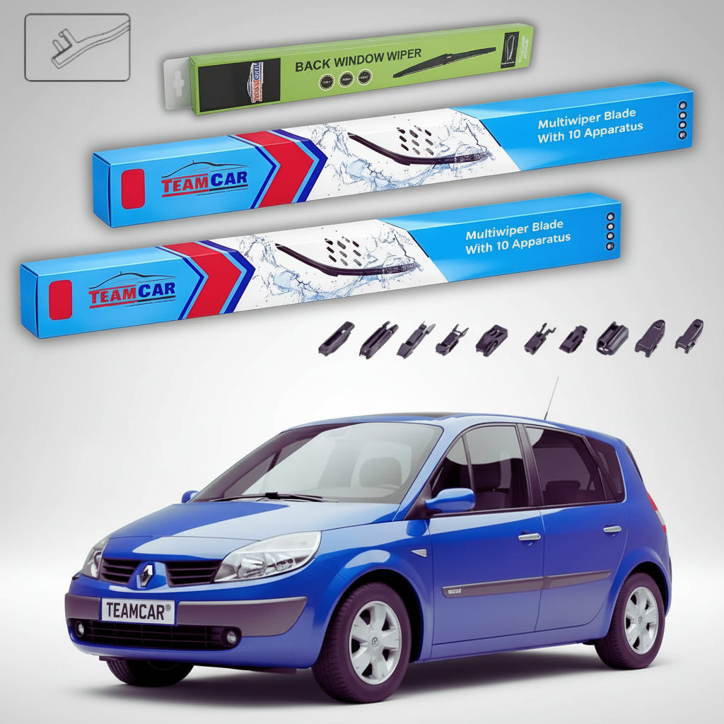Ștergătoare Renault Scenic II Grand Scenic 2003-2004 | Set Față și Spate Flat Premium – TeamCar®