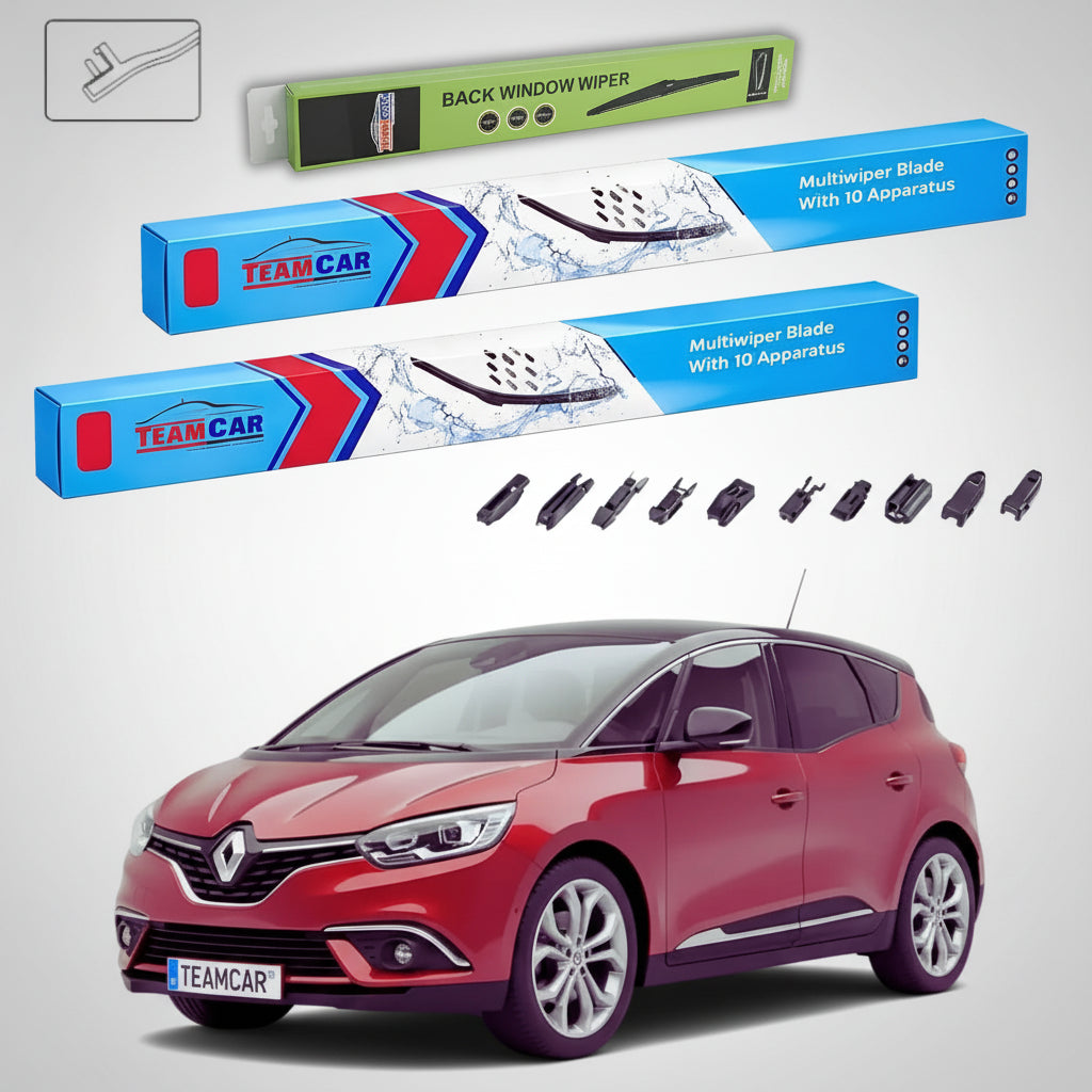 Ștergătoare Renault Scenic IV 2016-2022 | Set Față și Spate Flat Premium – TeamCar®