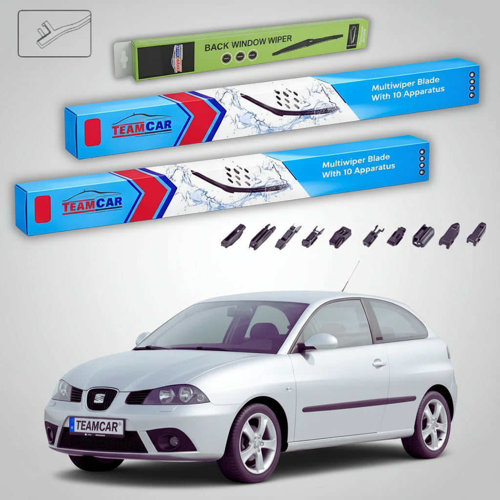 Ablaktörlők Seat Ibiza 6L1 2001-2006 | Első és hátsó ablaktörlő lapáttal – TeamCar®