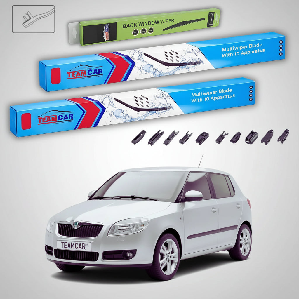 Ștergătoare Skoda Fabia II 5J2 2006-2013 | Set Față+Spate Flat Universal – TeamCar®