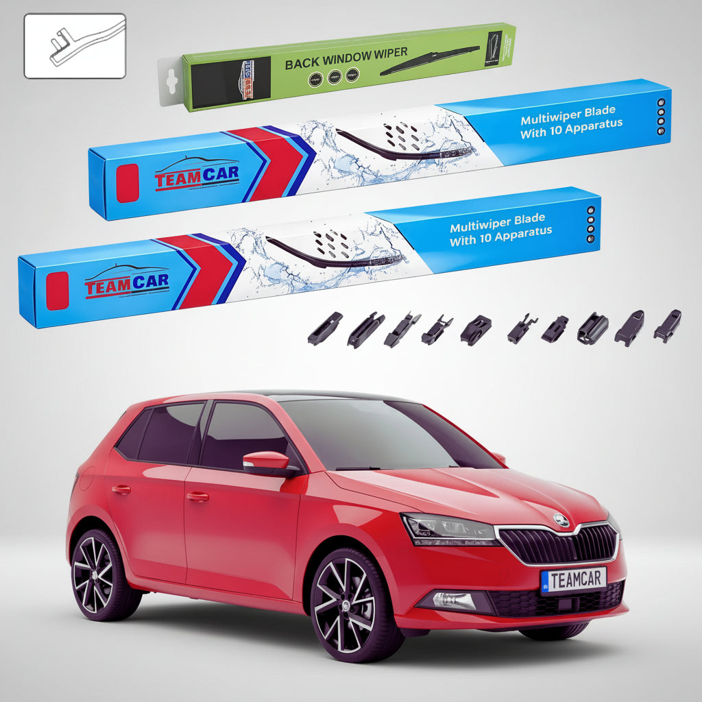 Ștergătoare Skoda Fabia III NJ3 2014-2021 | Set Față+Spate Flat Universal – TeamCar®