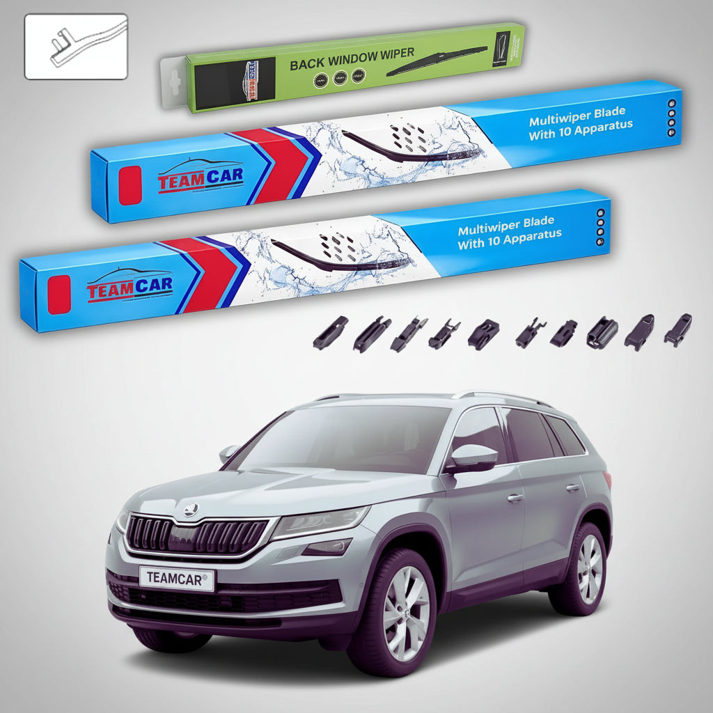 Ablaktörlők Skoda Kodiaq I NS6/NS7 2016-tól napjainkig | Első+Hátsó ablaktörlő szett, sík kivitel, univerzális – TeamCar®