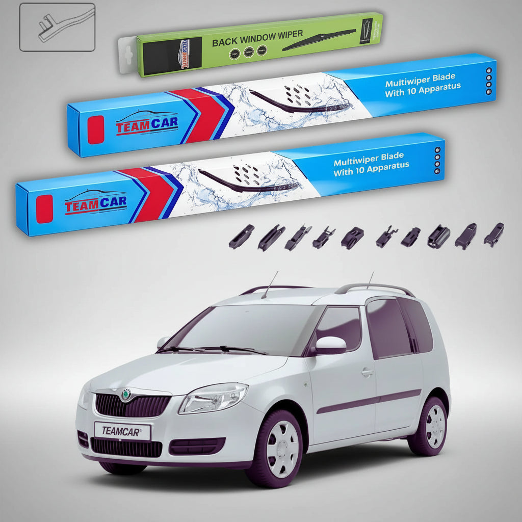Ștergătoare Skoda Roomster Praktik 5J7 2007-2013 | Set Față și Spate Flat – TeamCar®