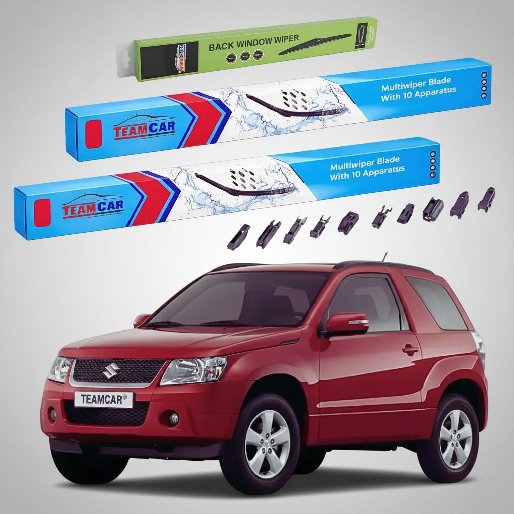Ablaktörlők Suzuki Grand Vitara II JT 3 ajtós 2008-2012 | Prémium ablaktörlő szett első és hátsó, lapos kivitelben – TeamCar®