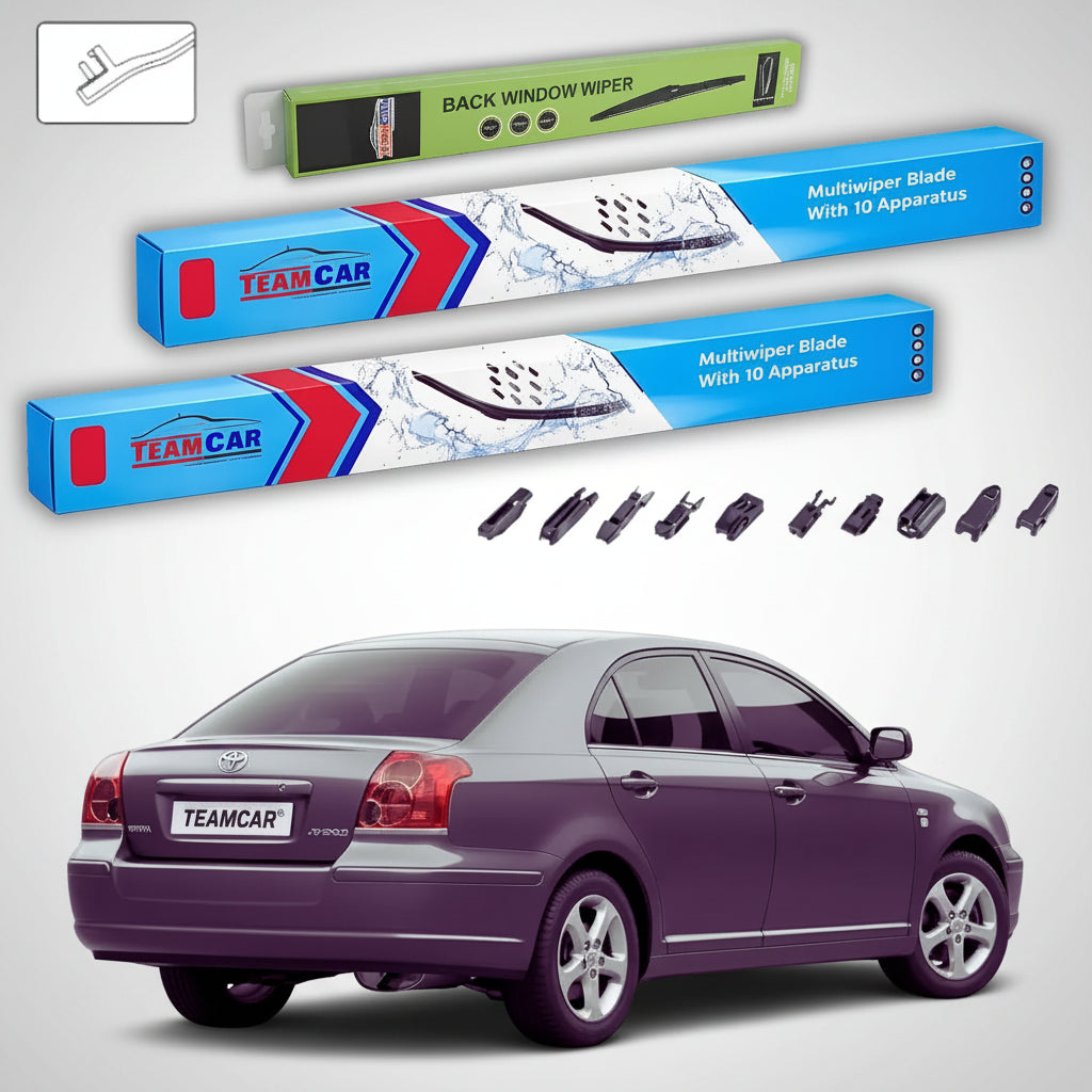 Ștergătoare Toyota Avensis T25 Liftback Plastic 2003-2008 | Set Față și Spate Flat Premium – TeamCar®