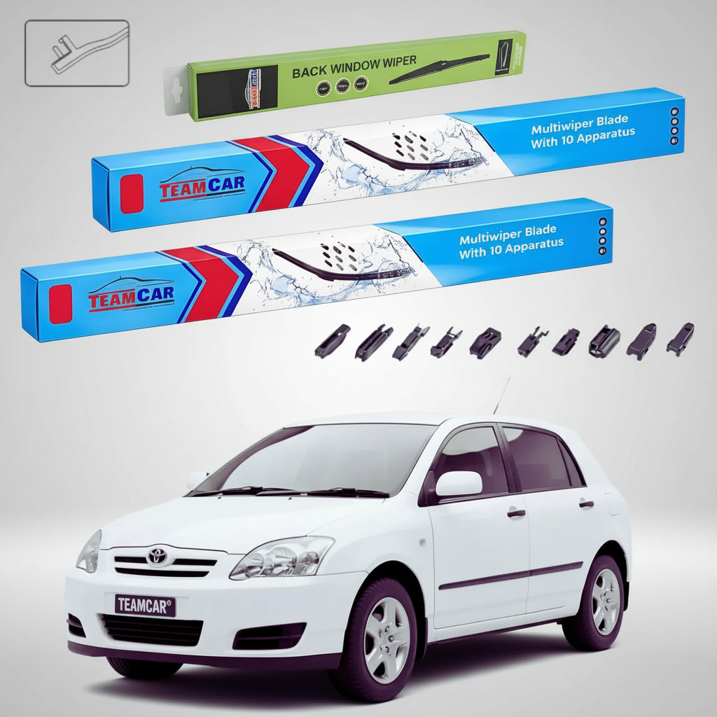 Ștergătoare Toyota Corolla E12 Hatchback 2002-2007 | Set Față și Spate Flat Premium – TeamCar®
