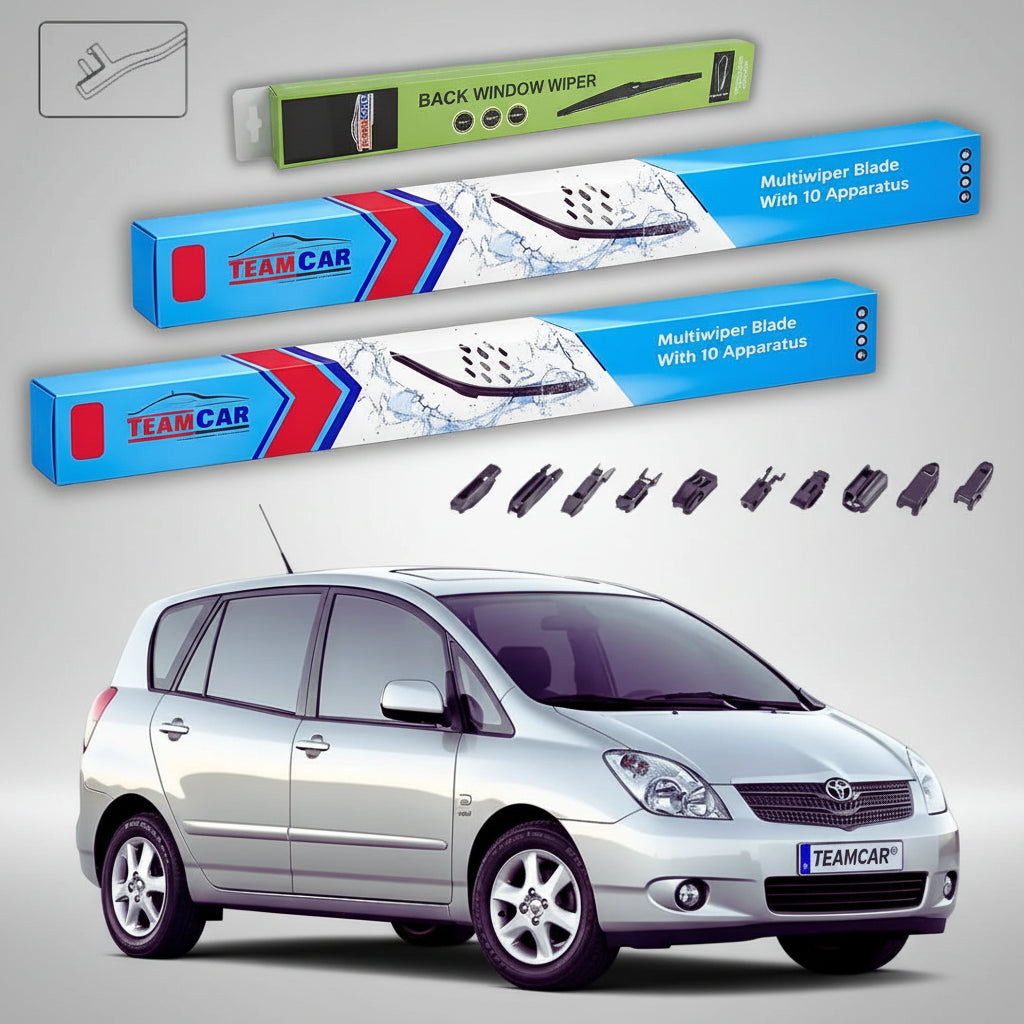 Ștergătoare Toyota Corolla Verso E12 MPV 2002-2004 | Set Față și Spate Flat Premium – TeamCar®