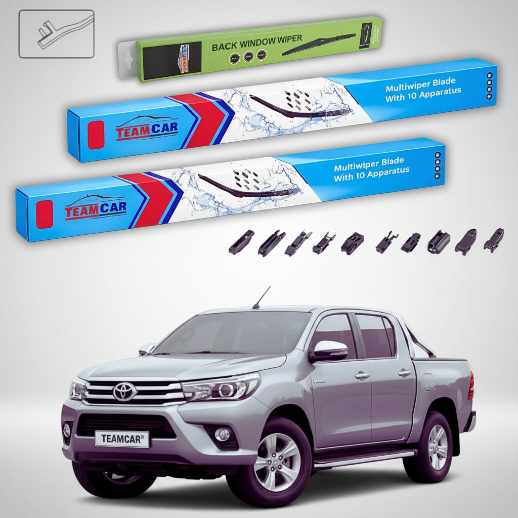 Ștergătoare Toyota Hilux Gen VIII Pick-up 2015-prezent | Set Față și Spate Flat Premium – TeamCar®