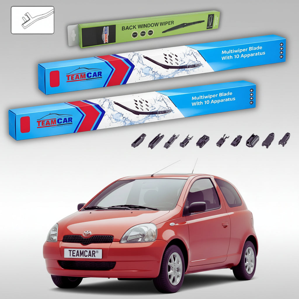 Ștergătoare Toyota Yaris P1 Hatchback Japan 1999-2005 | Set Față și Spate Flat Premium – TeamCar®