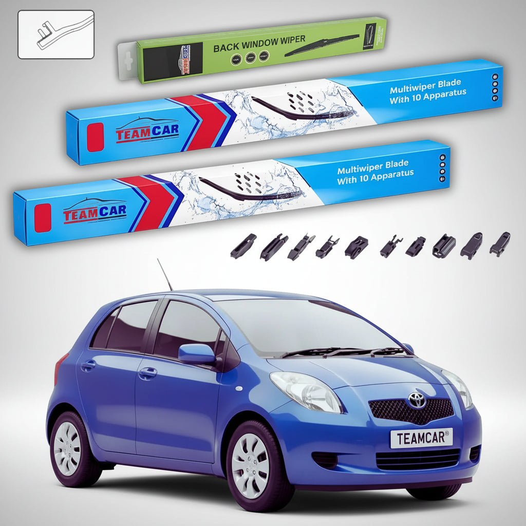 Ștergătoare Toyota Yaris P9 Hatchback 2005-2011 | Set Față și Spate Flat Premium – TeamCar®