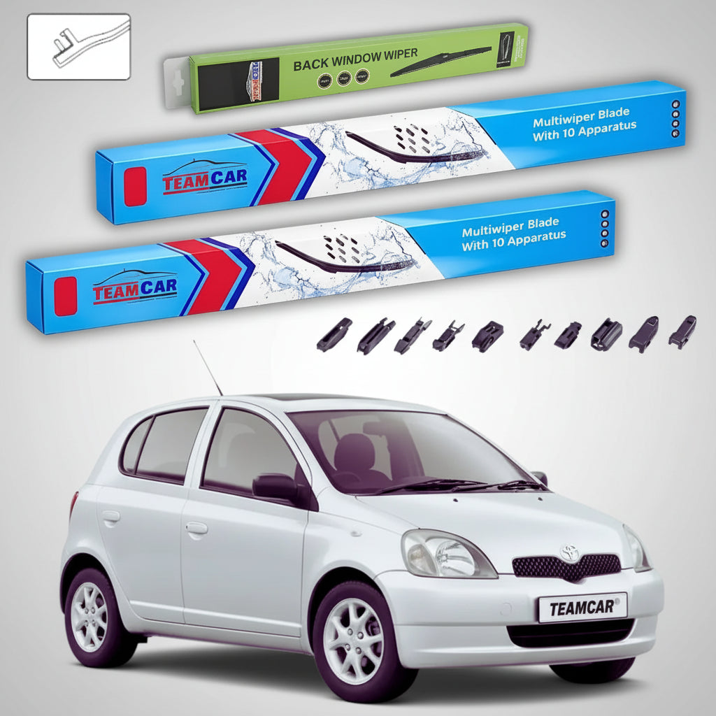 Ștergătoare Toyota Yaris P1 Hatchback France 2001-2006 | Set Față și Spate Flat Premium – TeamCar®