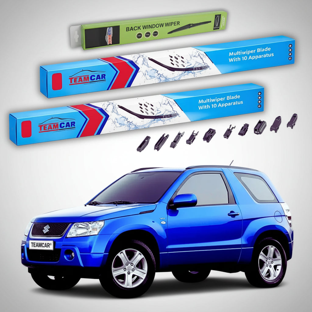 Ablaktörlők Suzuki Grand Vitara II JT 3 ajtós 2005-2008 | Prémium ablaktörlő szett első és hátsó, lapos kivitelben – TeamCar®