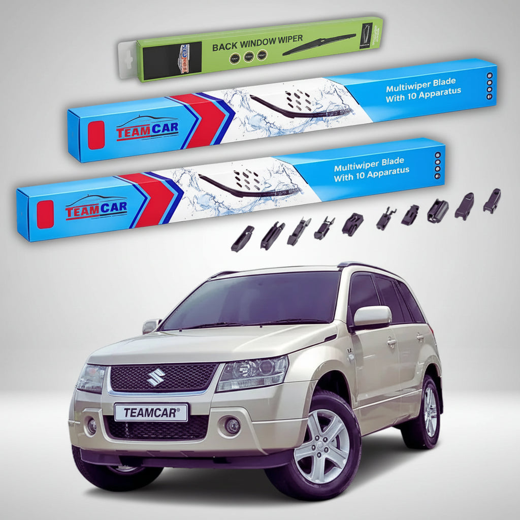 Ablaktörlők Suzuki Grand Vitara II JT 5 ajtós 2005-2008 | Prémium ablaktörlő szett első és hátsó, lapos kivitelben – TeamCar®