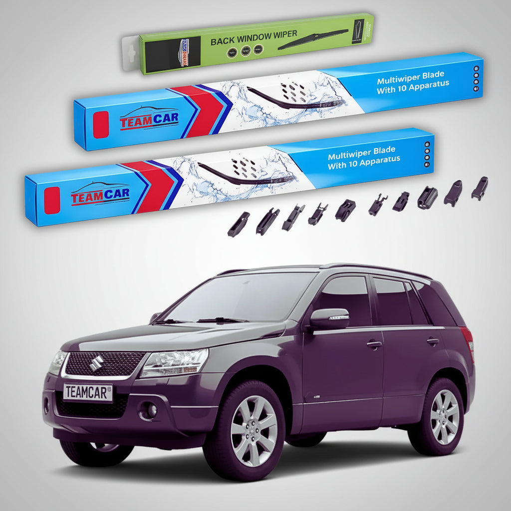 Ablaktörlők Suzuki Grand Vitara II JT 5 ajtós 2008-2012 | Prémium ablaktörlő szett első és hátsó, lapos kivitelben – TeamCar®