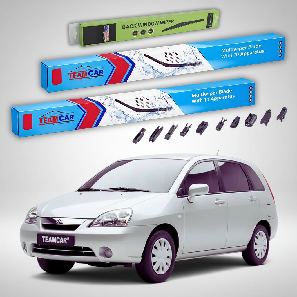 Ștergătoare Suzuki Liana Combi ER 2001-2007 | Braț Plastic | Set Față și Spate Flat Premium – TeamCar®