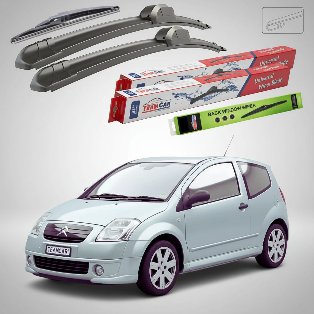 Ștergătoare Citroën C2 Gen I JM Hatchback 2003-2009 | Set Față și Spate Flat – TeamCar®