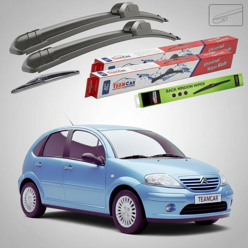 Ștergătoare Citroën C3 Gen I FC/FN Hatchback 2002-2009 | Set Față și Spate Flat – TeamCar®