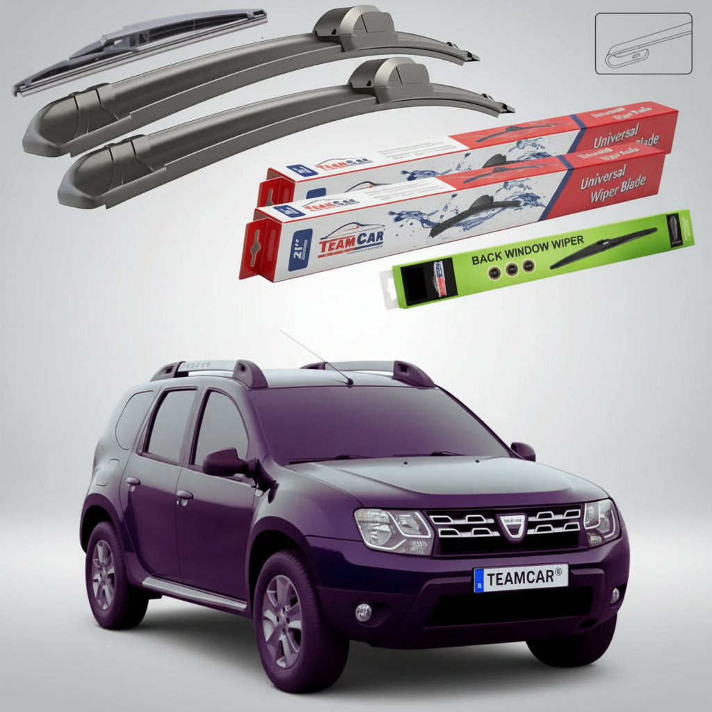 Ștergătoare Dacia Duster I Facelift SUV 2014-2016 | Set Față și Spate Flat – TeamCar®