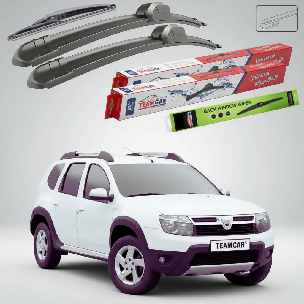 Ștergătoare Dacia Duster I SUV 2011-2014 | Set Față și Spate Flat – TeamCar®