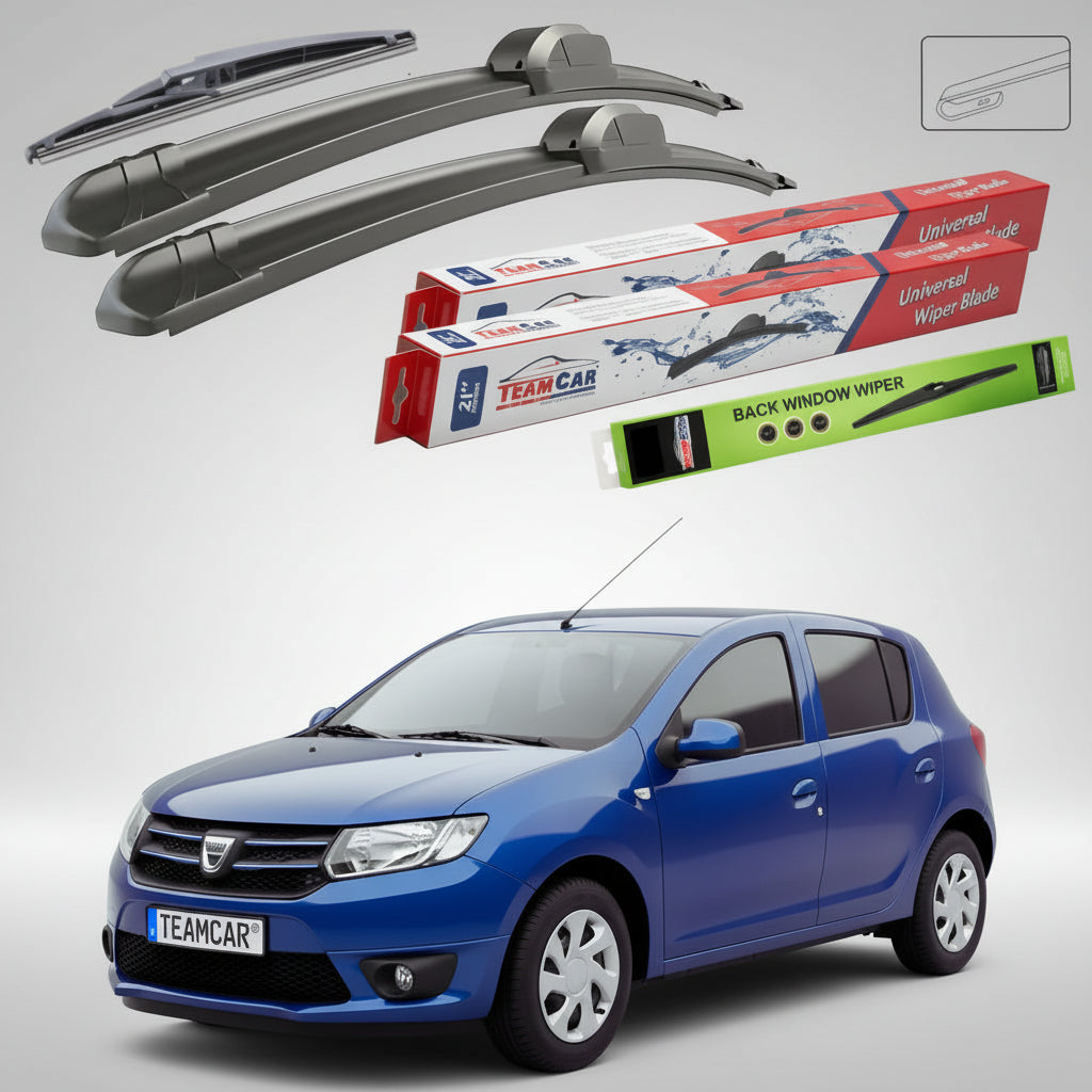 Ștergătoare Dacia Sandero II 2014-2015 | Set Față și Spate Flat – TeamCar®