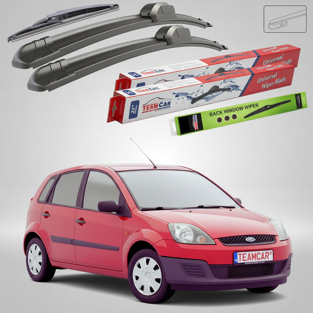 Ștergătoare Ford Fiesta Gen V JH/JD Hatchback 2001-2008 | Set Față și Spate Flat – TeamCar®