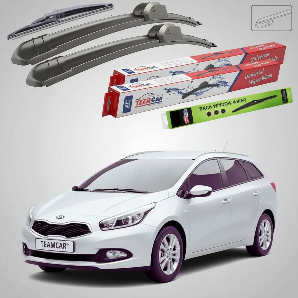 Ștergătoare Kia Ceed II SW JD 2012-prezent | Set Față și Spate Flat – TeamCar®