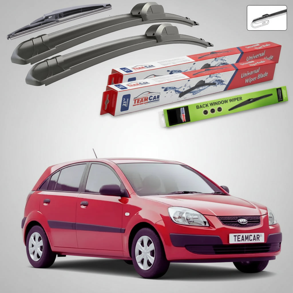 Ștergătoare Kia Rio II DE JB Hatchback 2005-2011 | Set Față și Spate Flat – TeamCar®