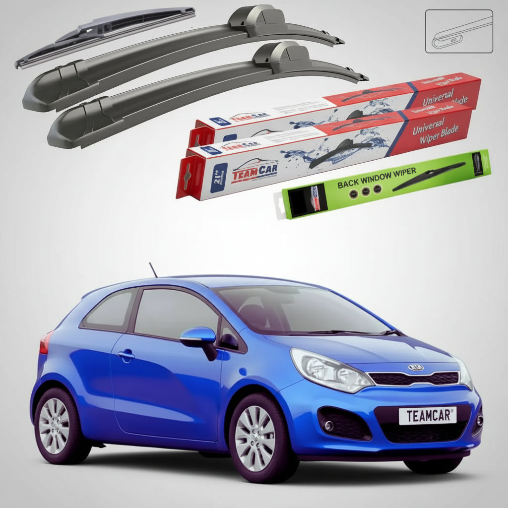 Ștergătoare Kia Rio III UB Hatchback 2011-2017 | Set Față și Spate Flat – TeamCar®