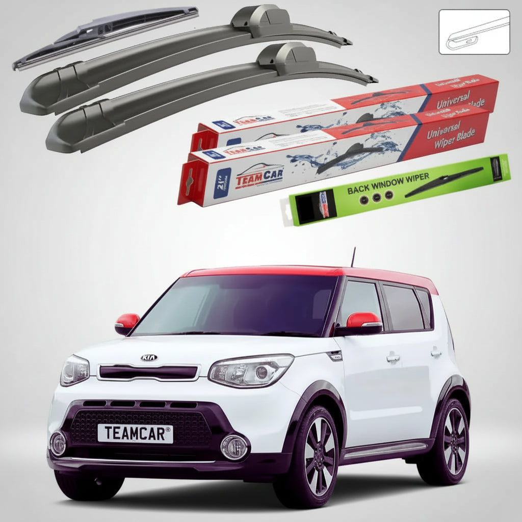 Ștergătoare Kia Soul II PS Hatchback 2014-2018 | Set Față și Spate Flat – TeamCar®