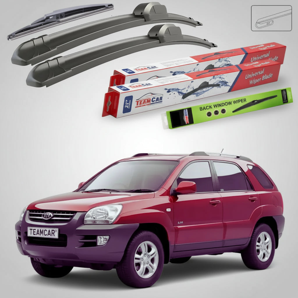 Ștergătoare Kia Sportage II JE SUV 2004-2010 | Set Față și Spate Flat – TeamCar®