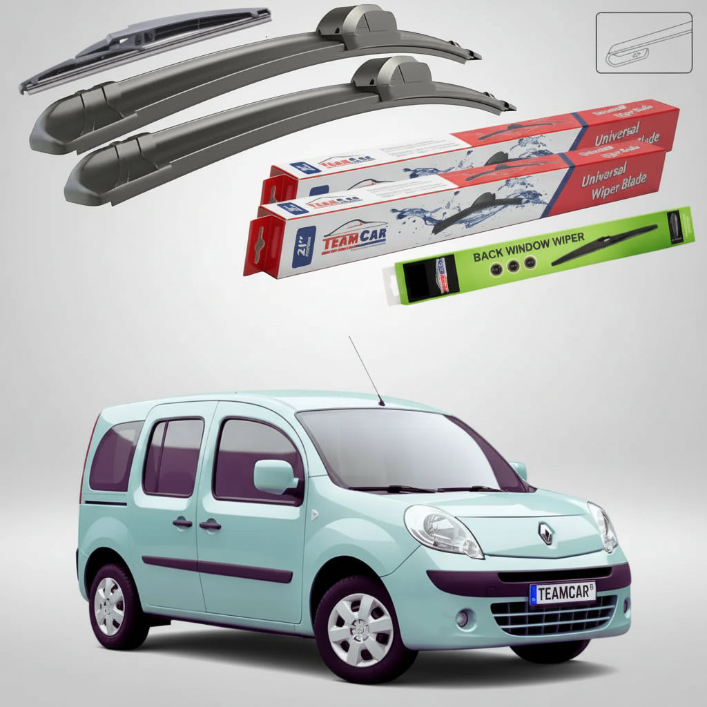 Ștergătoare Renault Kangoo II Hayon 2008-prezent | Set Față și Spate Flat – TeamCar®