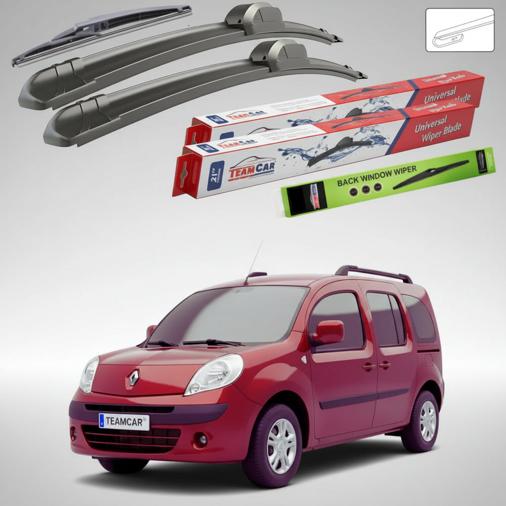 Ștergătoare Renault Kangoo II Van 2 uși 2008-prezent | Set Față și Spate Flat – TeamCar®
