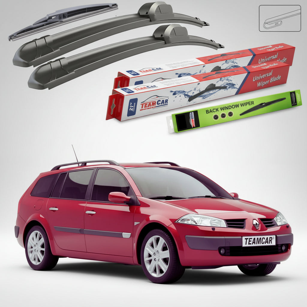 Ștergătoare Renault Megane II Grandtour Break 2002-2006 | Set Față și Spate Flat – TeamCar®