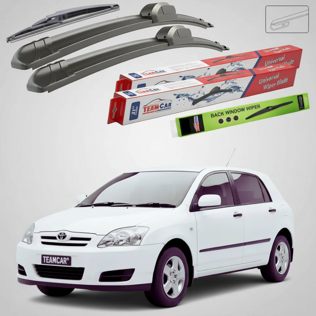 Ștergătoare Toyota Corolla E12 Hatchback 2002-2007 | Set Față și Spate Flat – TeamCar®