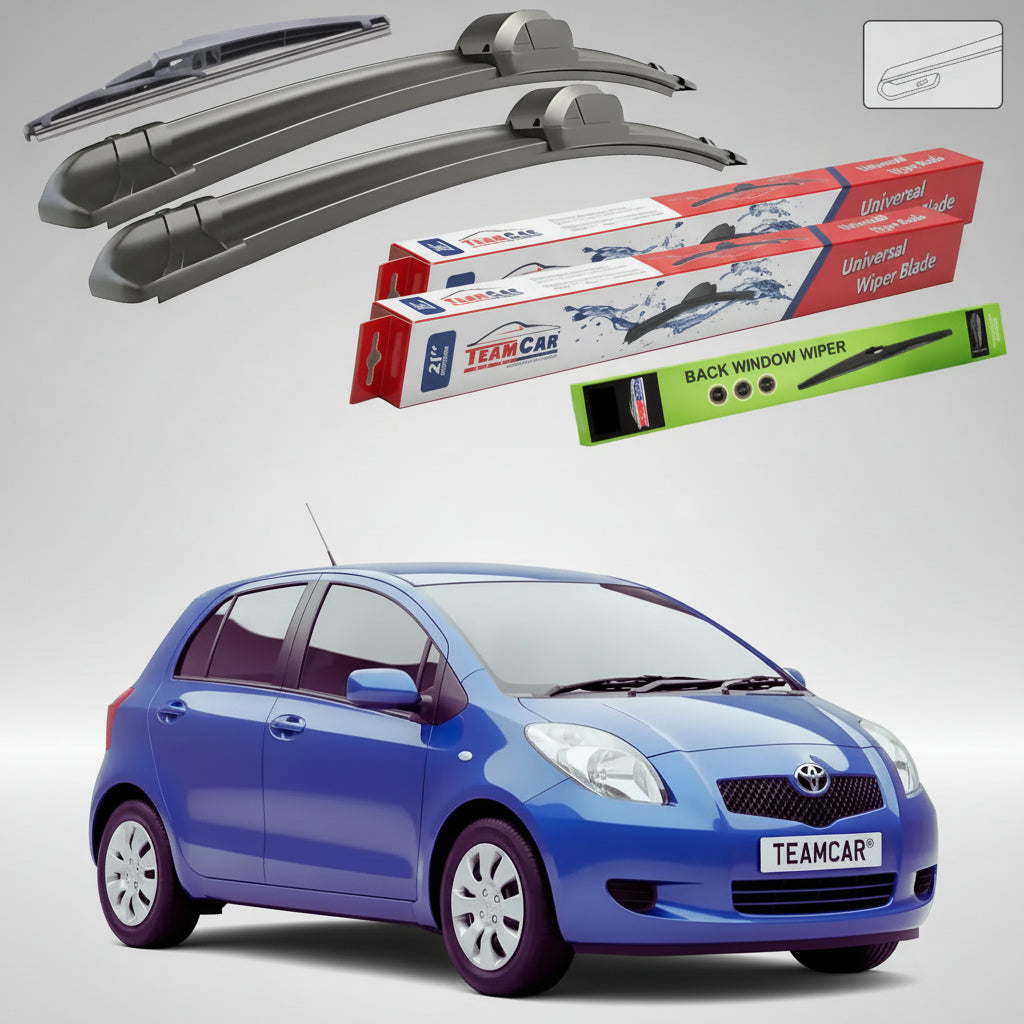 Ștergătoare Toyota Yaris P9 Hatchback 2005-2011 | Set Față și Spate Flat – TeamCar®